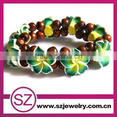 F4 hand- making polymer clay girls hand flowers bracelet 2014
