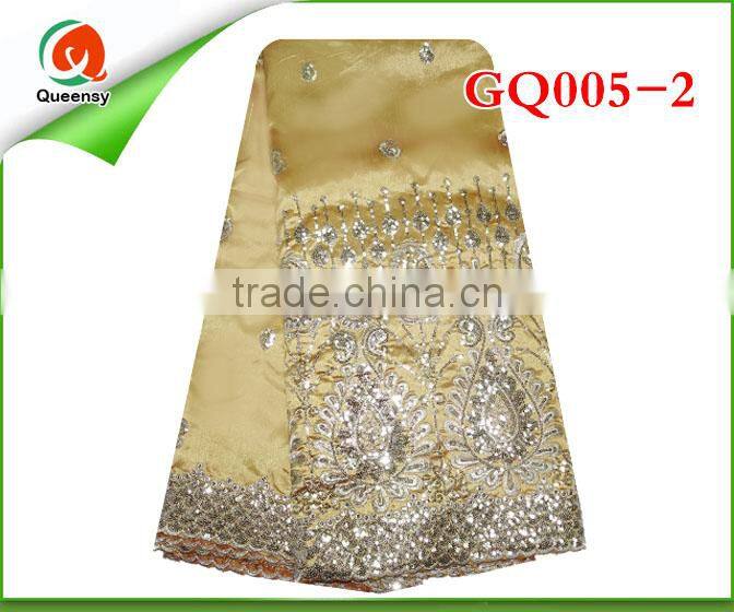 GQ005-3Latest design raw silk embroidery African Georgegeorge fabric