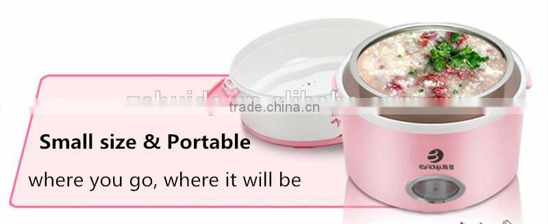 2016 Newest 1.3L Portable Lunch Box Electric Rice Cooker Stainless Steel 2 Layers Steamer