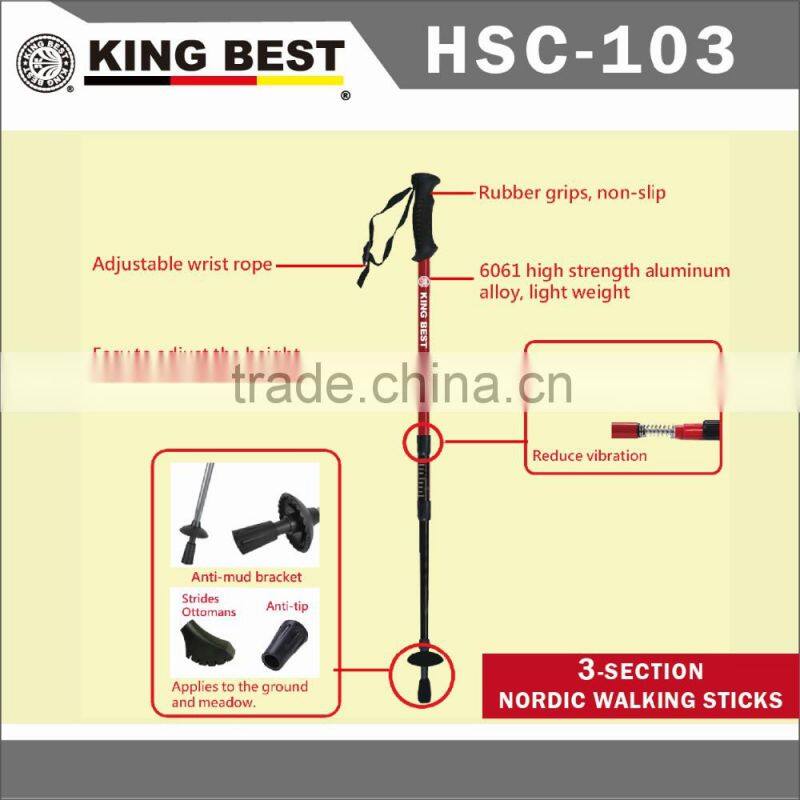 KING BEST outdoor sports walking stick 3-SECTION Nordic walking sticks adjustable nordic walking stick elderly walking stick