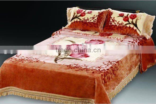 100% polyester Printed and mink 4pcs blanket set