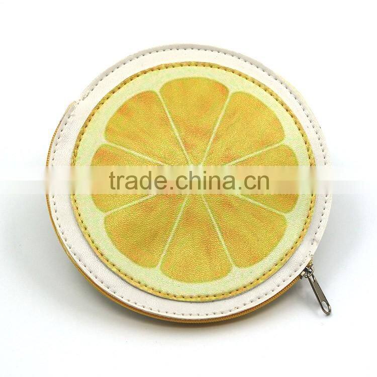 Top quality fruit PU cion purse bag coin pouch with zipper