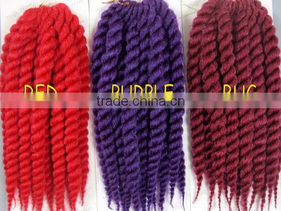 High Quality 12" 24'' 2X Havana Mambo Twist Braids With Synthetic Crochet Hair Extension