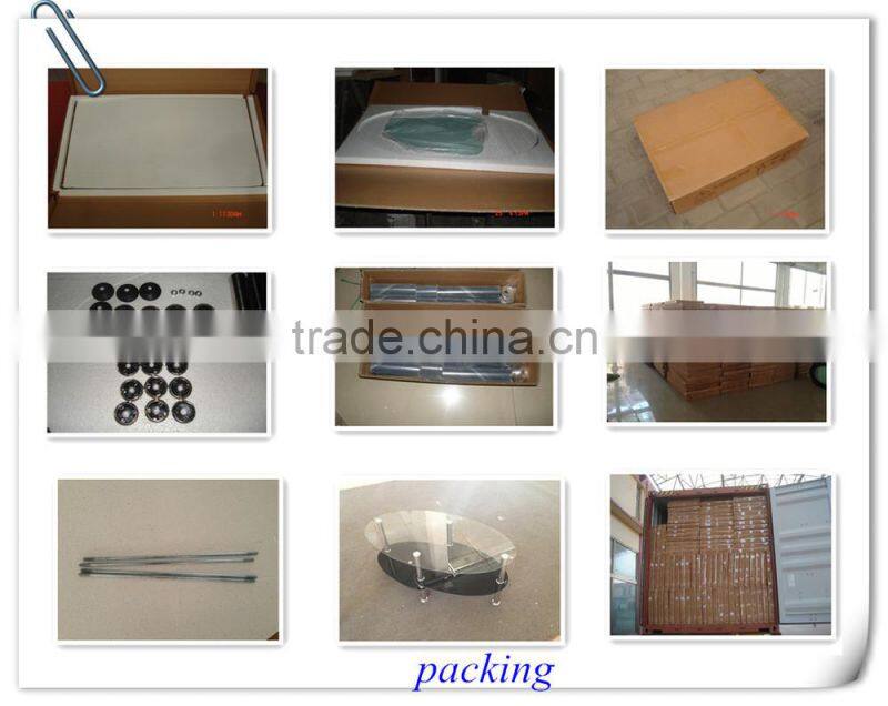 Black Painting Glass Center Table with MDF Frame