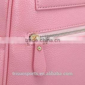 hot pink leather girls backpack , shopping travel bag