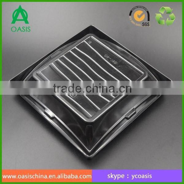 Disposable sushi plastic packaging with plastic cover lid