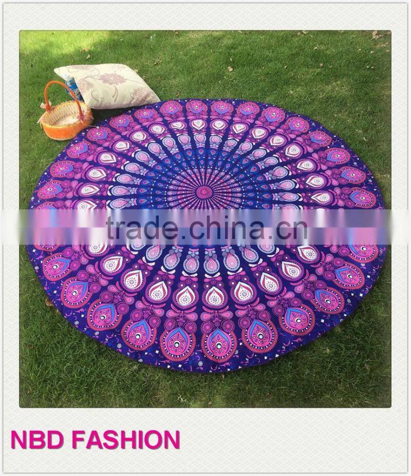 Latest Design Peacock Round Beach Scarves Yoga Mat