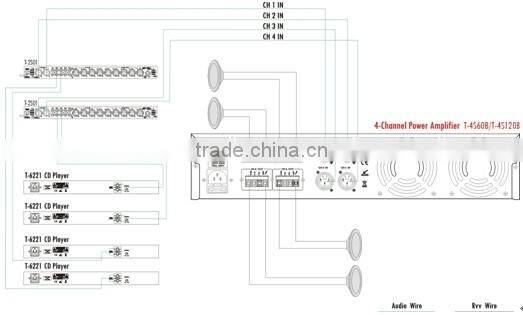 ITC T-4S120B Series Practical 60W 120W 240W 4 Channel Sound Power Amplifier for Sale