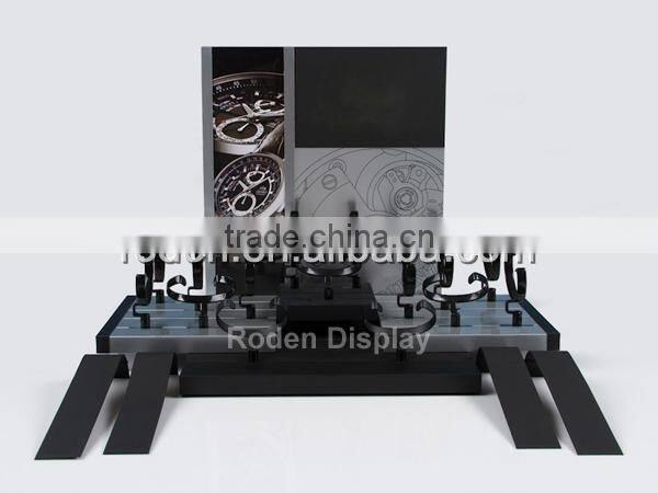 fashionable design watch display racks wooden front counter display stand