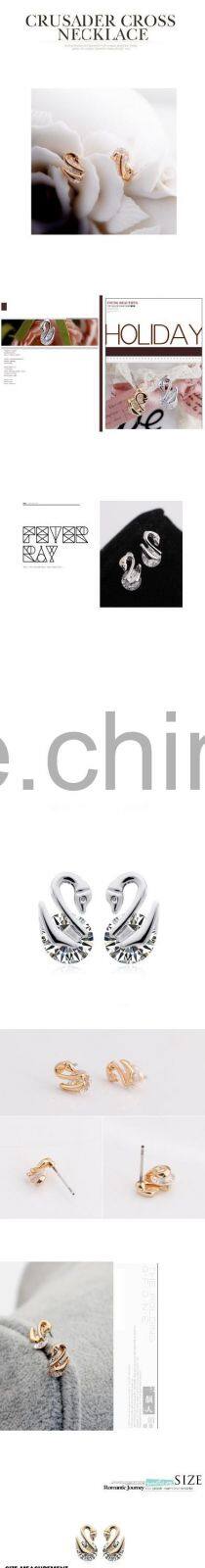 Wholesale jewelry The explosion of earrings Earrings with a pair of swans Zircon fashion Korean women's Earrings