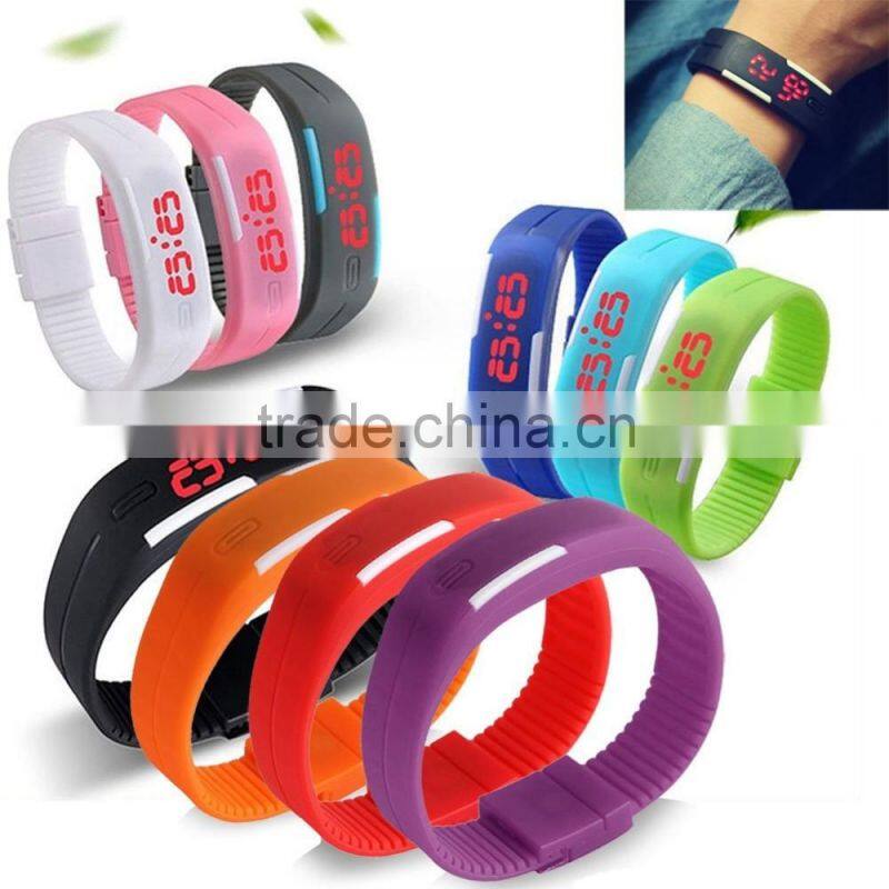 Silicone Rubber Gel Jelly Unisex LED Wrist mens Watch Bracelet