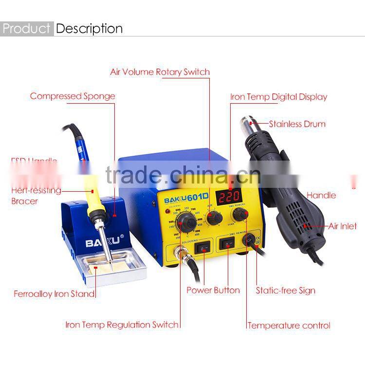 NEW 2016 BAKU Mobile Phonehot CCD Camera Hot Air BGA Air Blower Plastic BK-601D Rework Station Free To Replacement Of All Parts