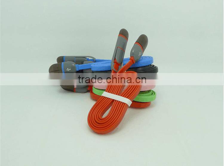 2016 most popular 1 meters long 2 in 1 flat usb cable