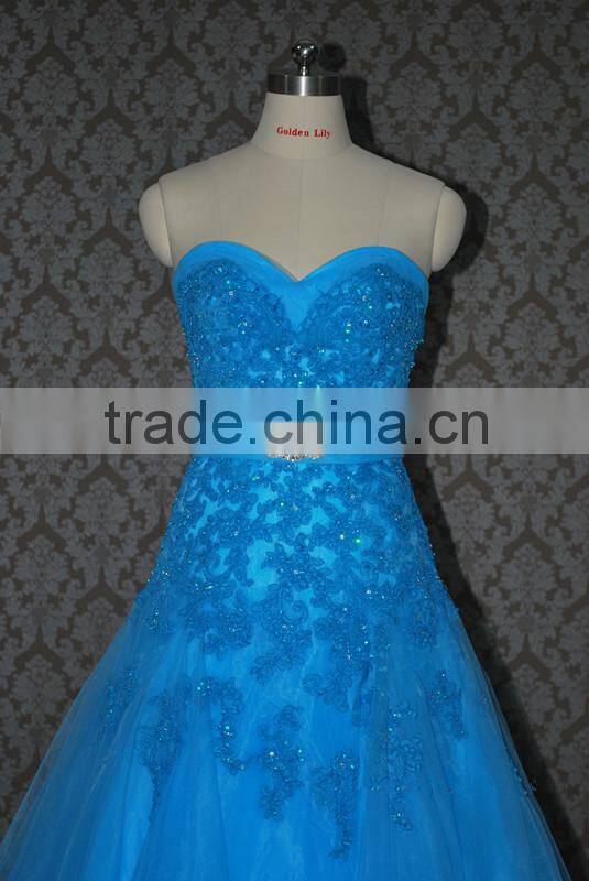 (MY0088) MARRY YOU China Factory Custom Made Ice Blue Lace Country Western Wedding Dress 2016
