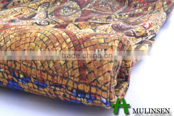 Shaoxing poly spun stretch OE printed plain polyester fabric