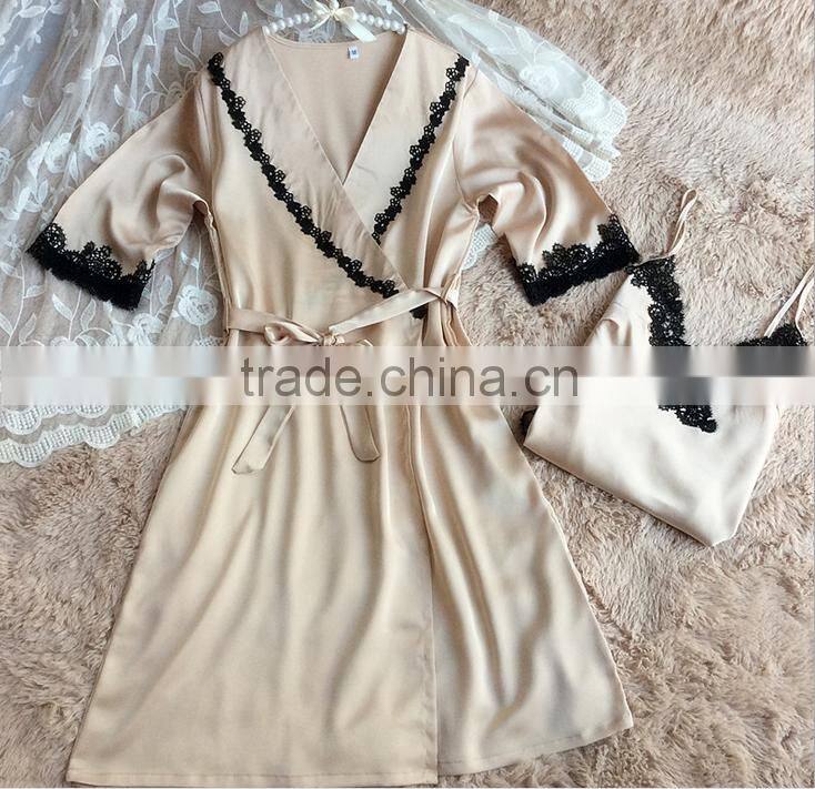 100% silk women sexy pajamas two piece suit