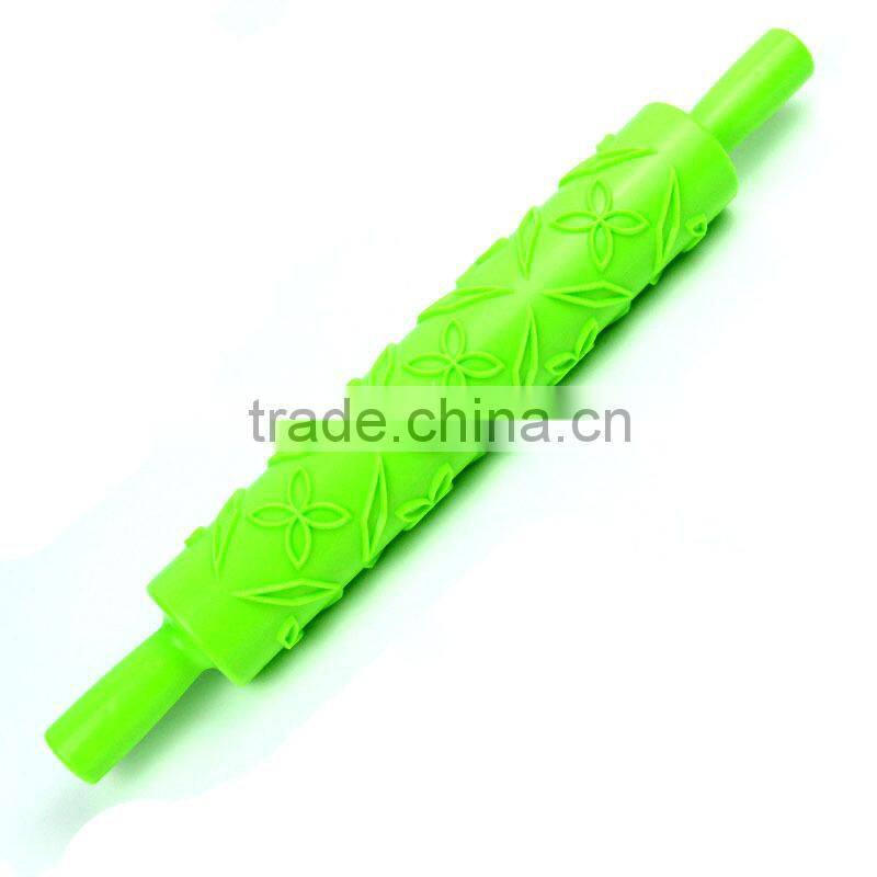 Reposteria Kitchen Non-Stick Embossed Plastic Rolling Pin Fondant decorating Dough Roller baking tools