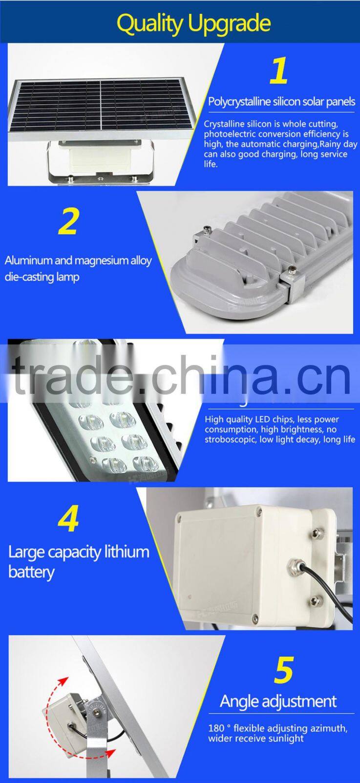 High Class Waterproof Rainproof IP65 12W LED Solar Light Street Lamp for Backyard Garden Park Road Lighting