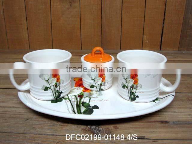 chinese ink decal ceramic condiment canisters