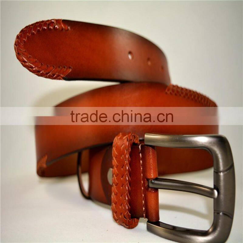 unsex high quality 100% genuine cowhide leather with braid loop belts