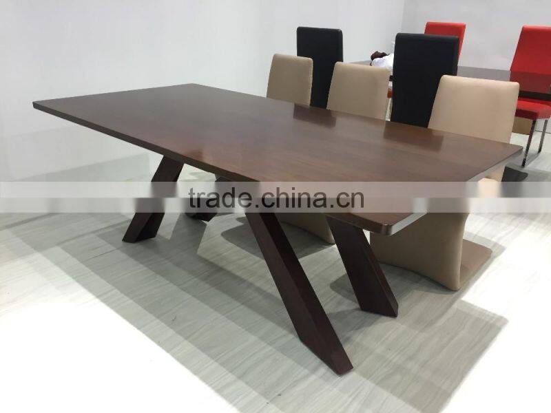TB rustic big size wood veneer dining table black walnut color made in china