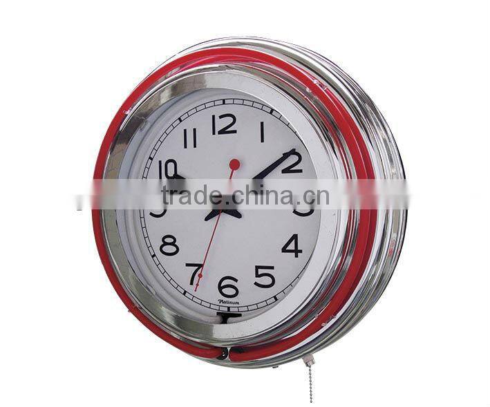 new 15 inch chrome neon clock 2015