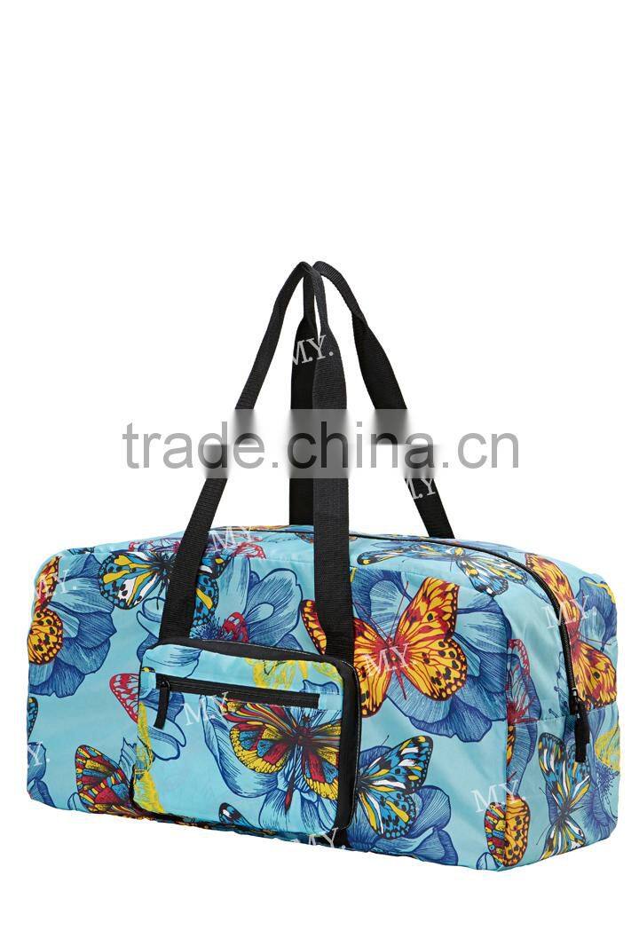 China Fashion Design Printing Cheap Polyester Foldable Luggage Travelling Bag