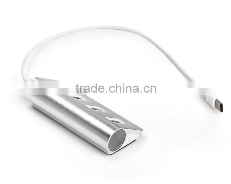 Good for gifts! Aluminium casing 4 port type c hub change to usb 2.0 hub for Macbook with LED indicators