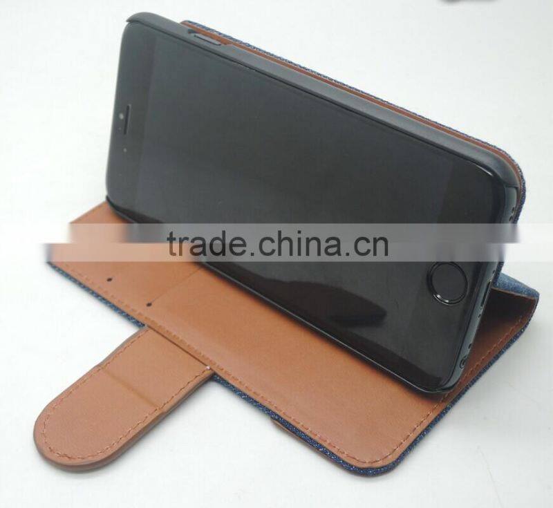 high quality card holder Jean & leather case for iphone 6