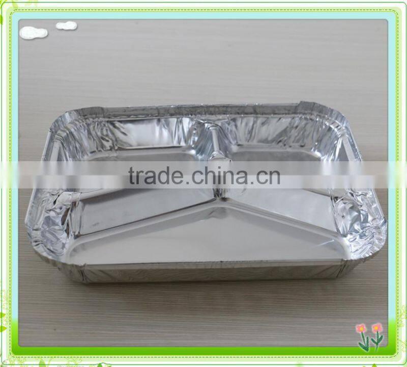 Disposable 3 compartments Aluminum Foil Food tray with lid