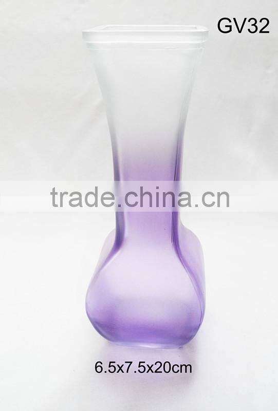 Manufacture purple glass vase frosted