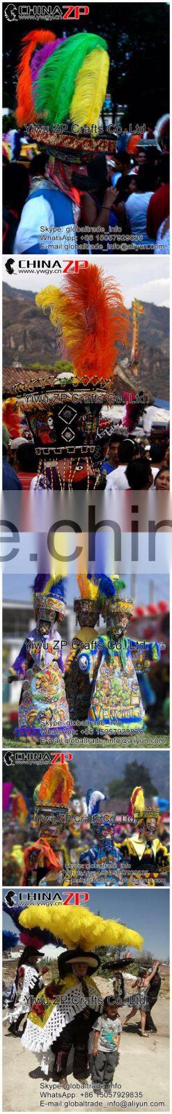 ZPDECOR Factory Wholesale Large Size from 28 to 30inch Striped Ostrich Feathers for Morelos Carnival