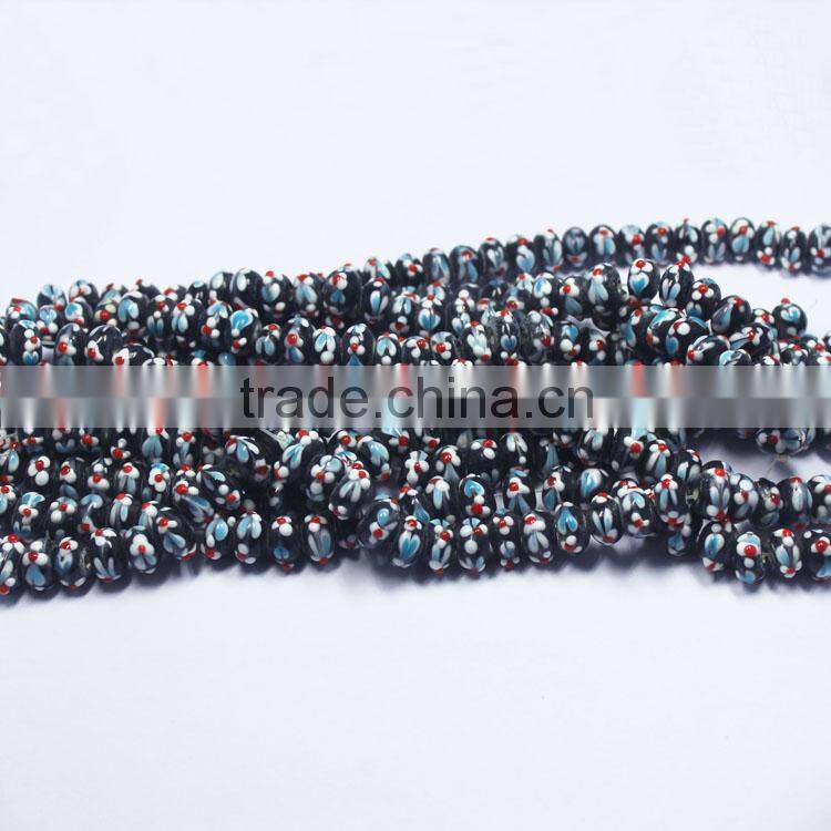 Big sale bumpy lampworked glass beads with flower in bulk