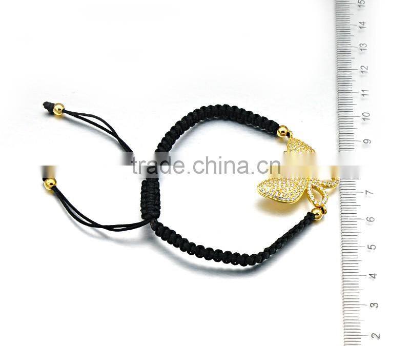 womens handmade rope bracelet gold plated butterfly charm bracelet