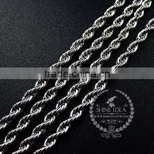20inch 3mm 316L stainless steel rhodium color necklace chain DIY jewelry supplies 1322038