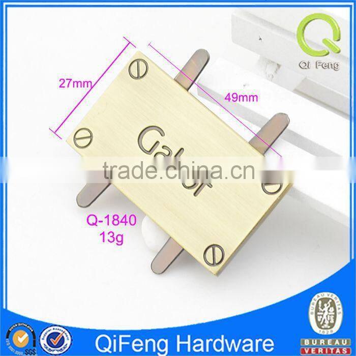 Q-1840 handbag logo plate, engraved metal tags,brand handbag logo tag