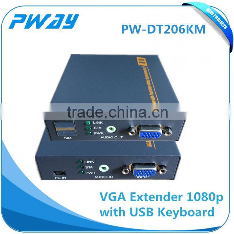 1080p VGA signal extender via cat5e/6 200m support keyboard and usb video ethernet transmitter and receiver