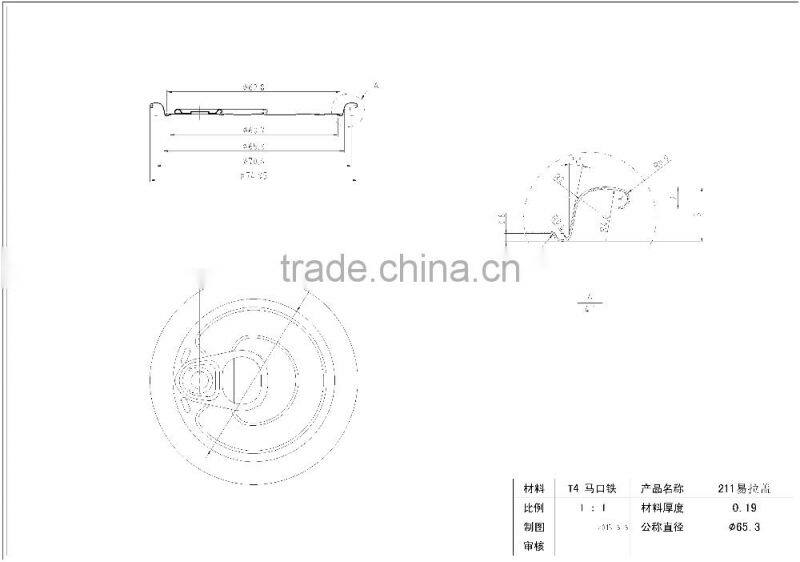 Armenia 211#65mm canned food tinplate easy open end