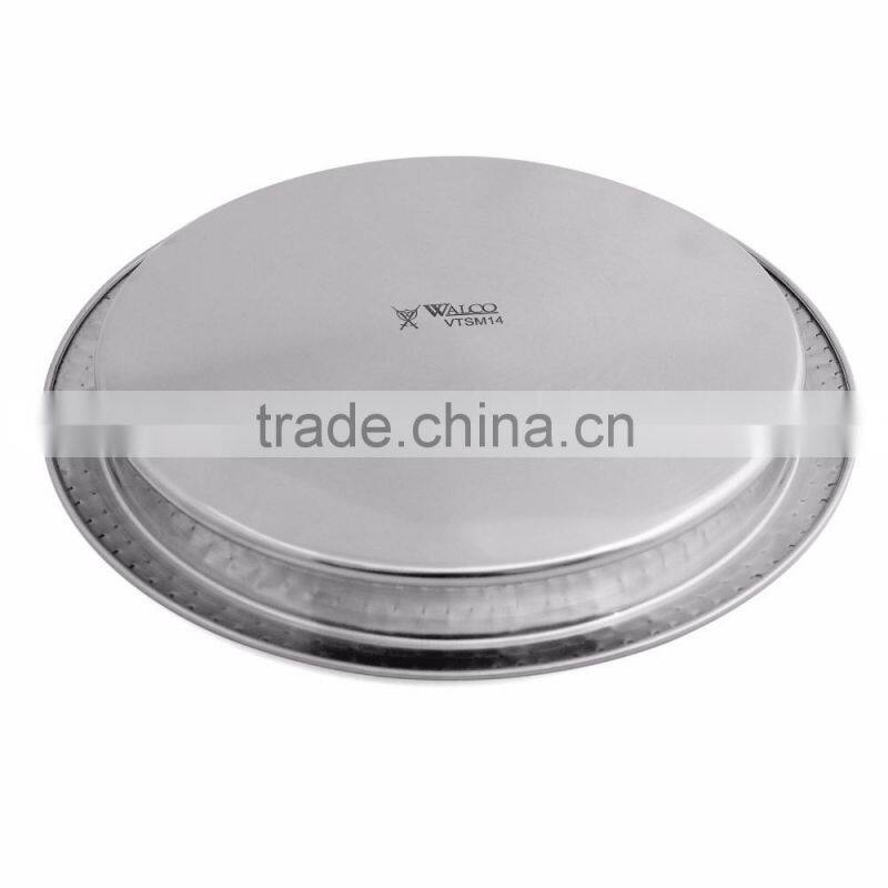 2016 latest stocked stainless steel serving tray with anti slip silicon mat