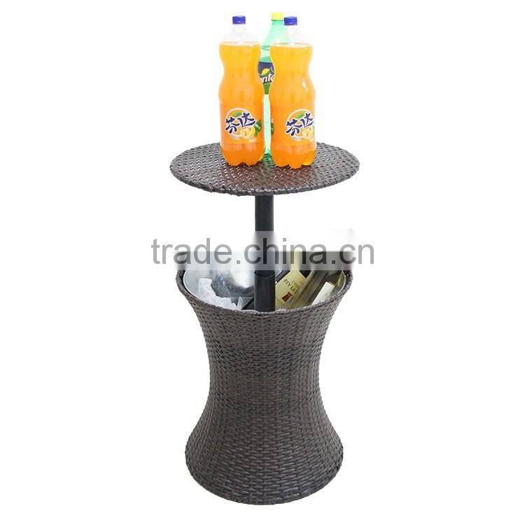 Outdoor PE rattan woven wine or beer cooler table garden patio party decorative adjustable design bulk ice bucket