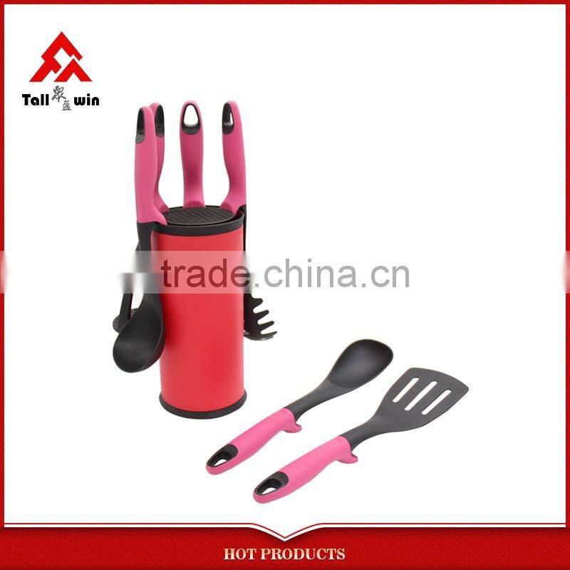 Stainless Steel Handle 5 Piece Nylon Kitchen Utensil Set