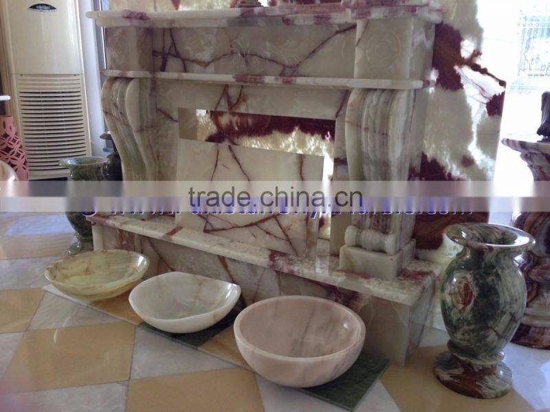 MODERN DESIGN GREEN ONYX FIREPLACES