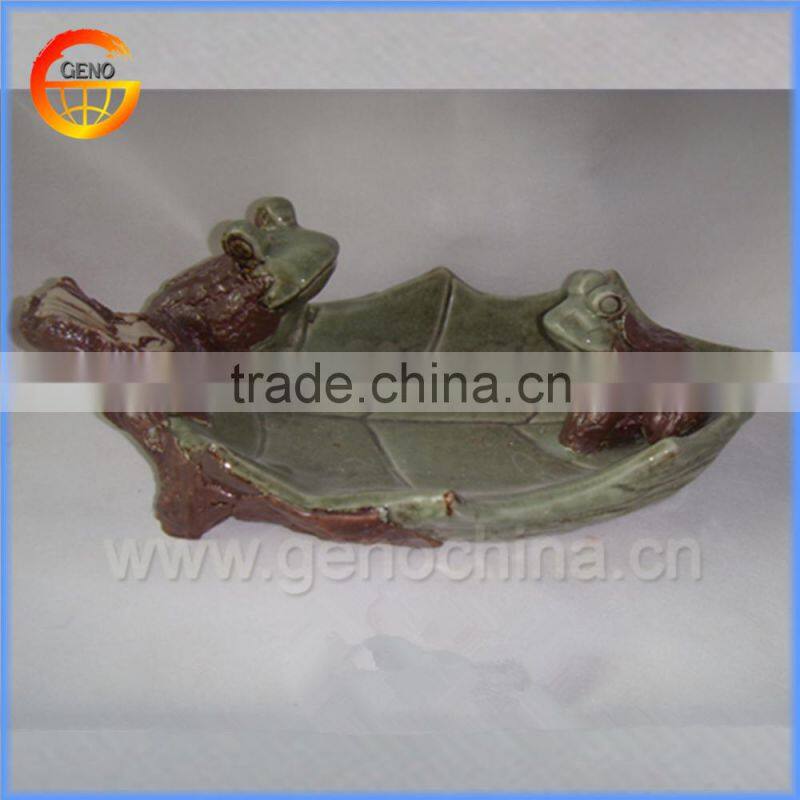 modern pottery leaf bird feeder for home decoration