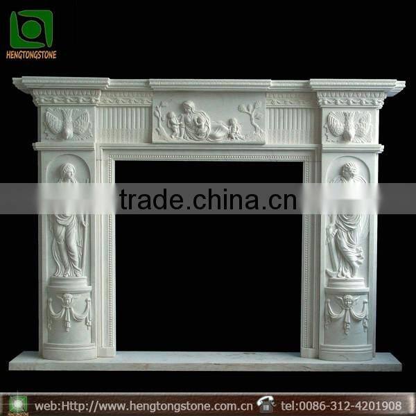 Freestanding Marble Statue Electric Fireplace Mantel