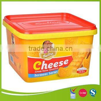 2.7L IML PP plastic cookies container with red lid
