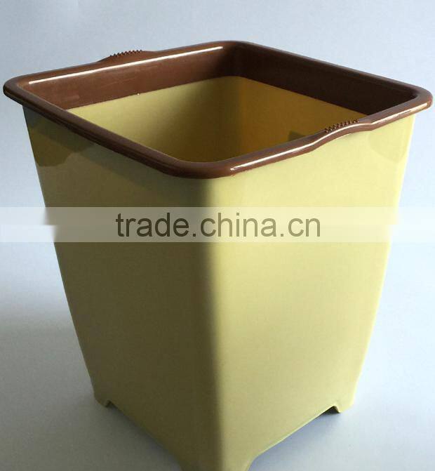 Square striped plastic waste bin