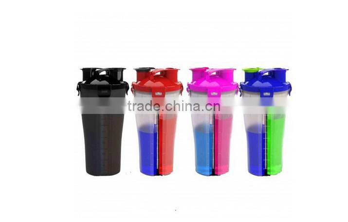 600ml Plastic Double Separated Shaker Bottle BPA Free