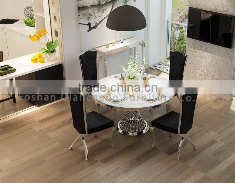 Fancy Round Marble Top Metal Banquet Table with Rotary Marble