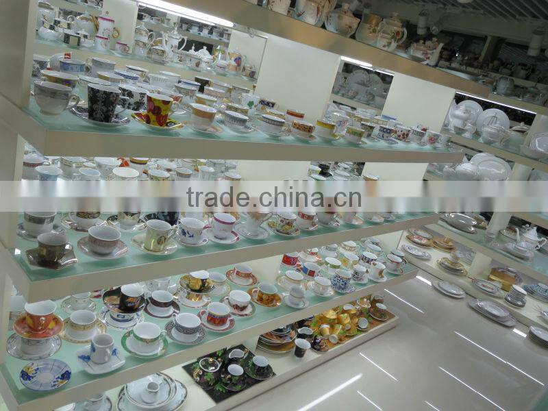 2016 new item porcelain golden tea pot set with cawa cup