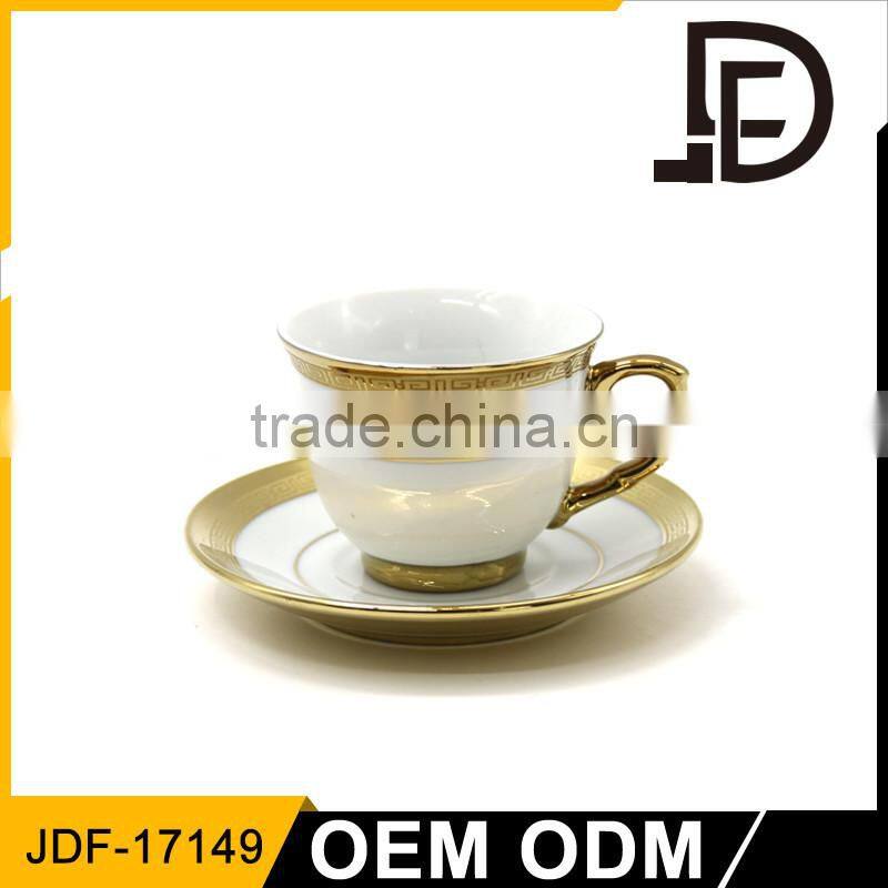 gold rim threaded embossed elegant natural blank bone china cups and saucers